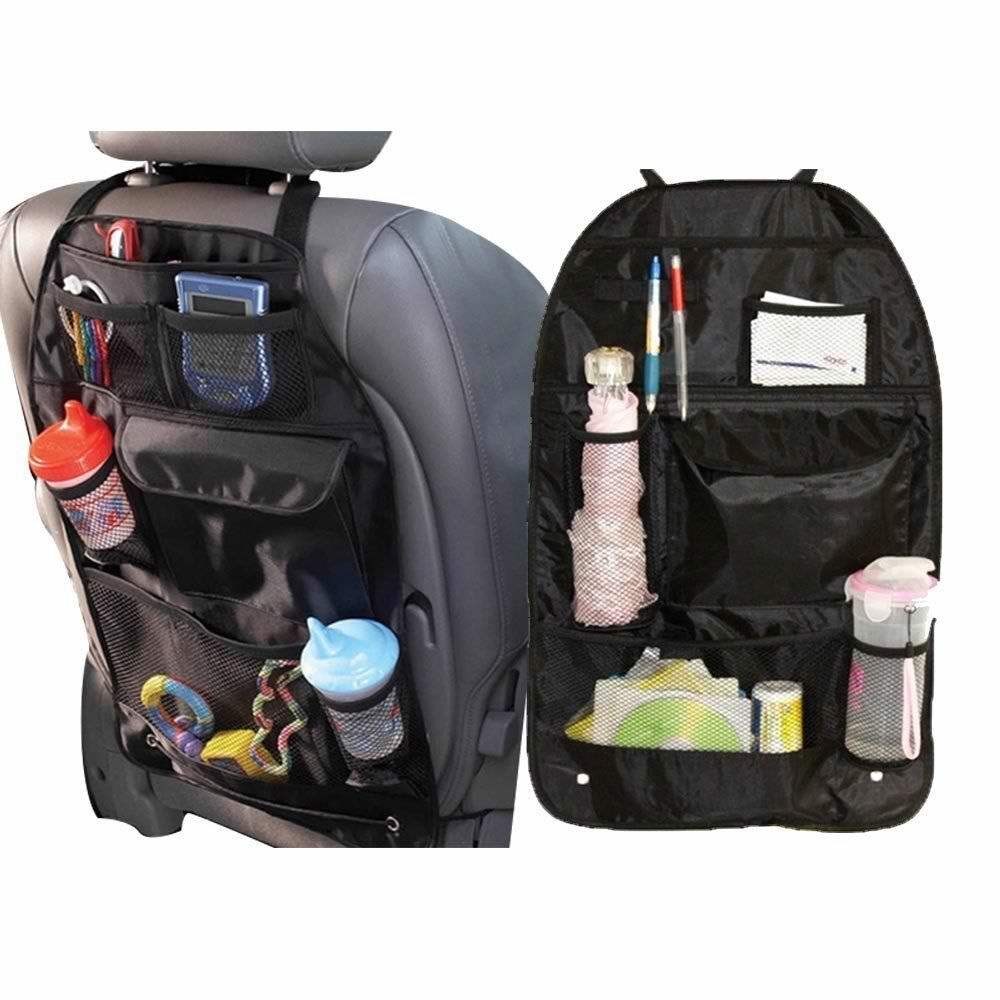 2Pcs Polyester Rear Hanging Storage Bags Stroller Mesh Bag Black